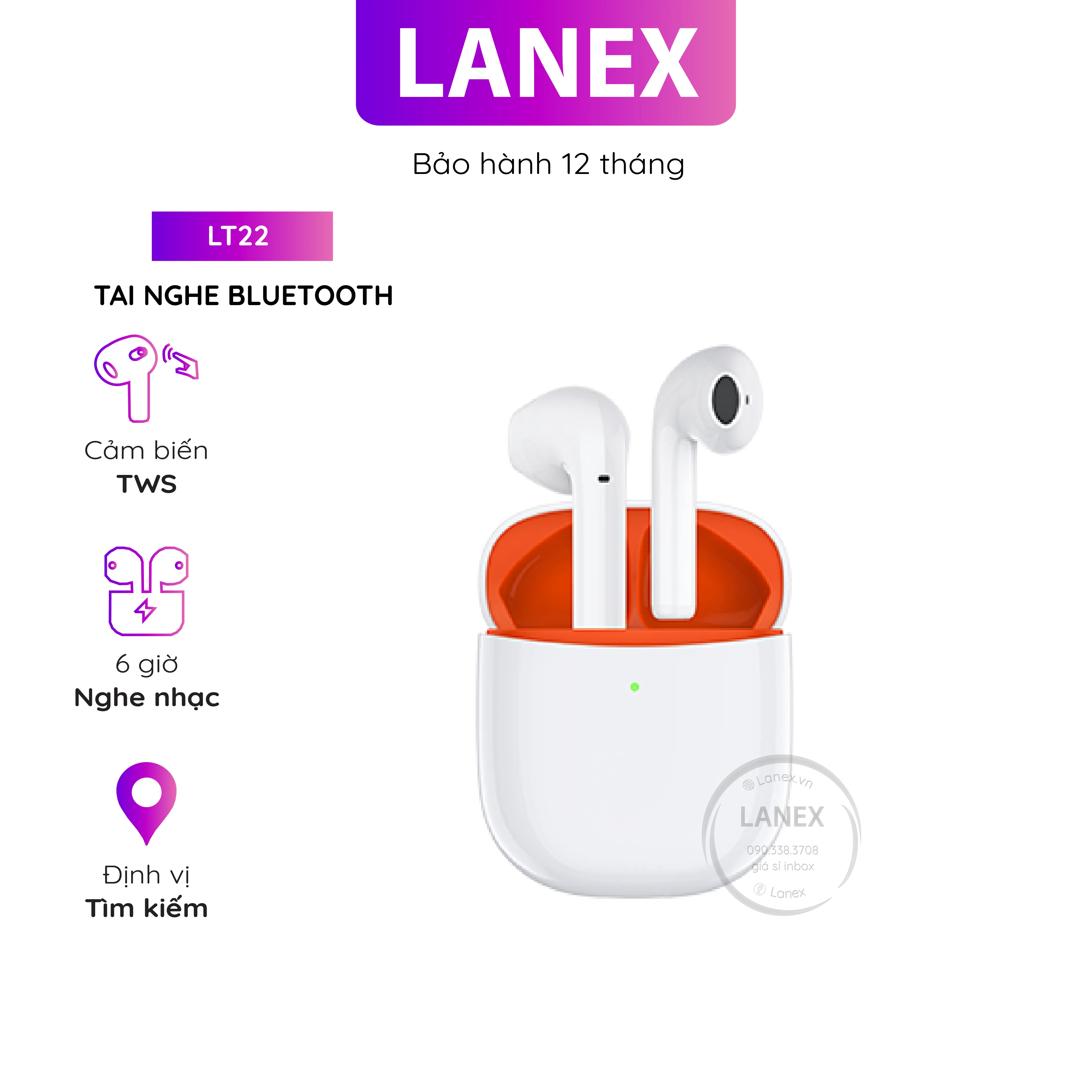 Tai Nghe Bluetooth Lanex Lt22 Cảm Ứng 2 Bên | Chính hãng - Giá rẻ - Chất lượng - Ship toàn quốc