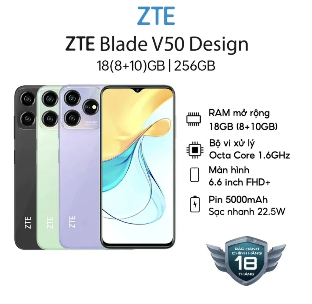 Điện Thoại ZTE Blade V50 Design | 18GB(8GB+10GB)