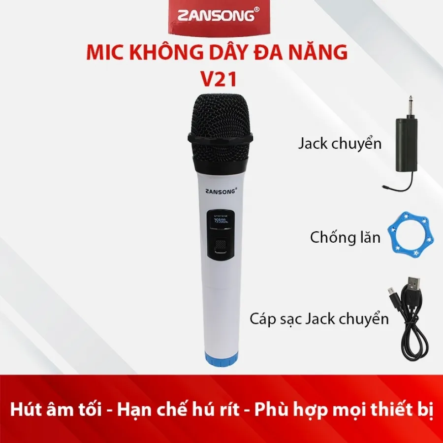 Mic karaoke không dây đa năng ZANSONG V21