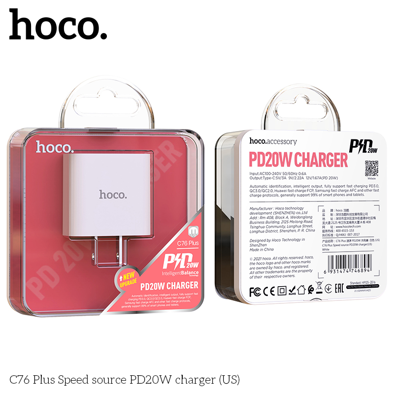 Củ sạc nhanh Hoco C76 Pro PD30W Chính hãng - Giá rẻ - Chất lượng - Ship toàn quốc