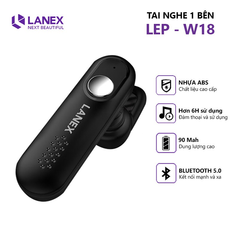 Tai nghe Bluetooth LANEX LEP-W18 Black